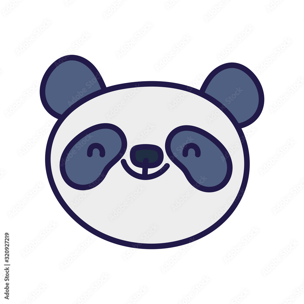 cute panda face cartoon character on white background cute panda face cartoon character on white background