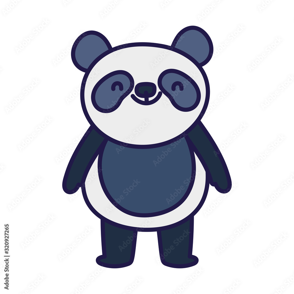 Obraz premium cute little panda cartoon character on white background