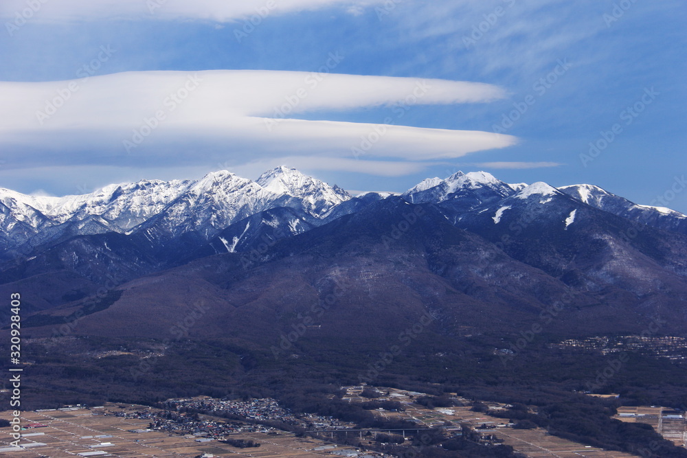 入笠山から　冬の八ヶ岳連峰　南八ヶ岳パノラマ