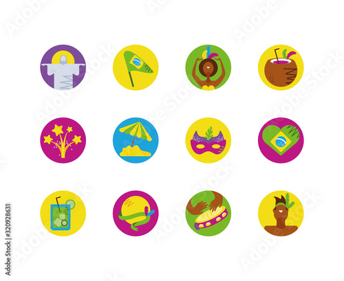Isolated brazilian carnival icon set vector design
