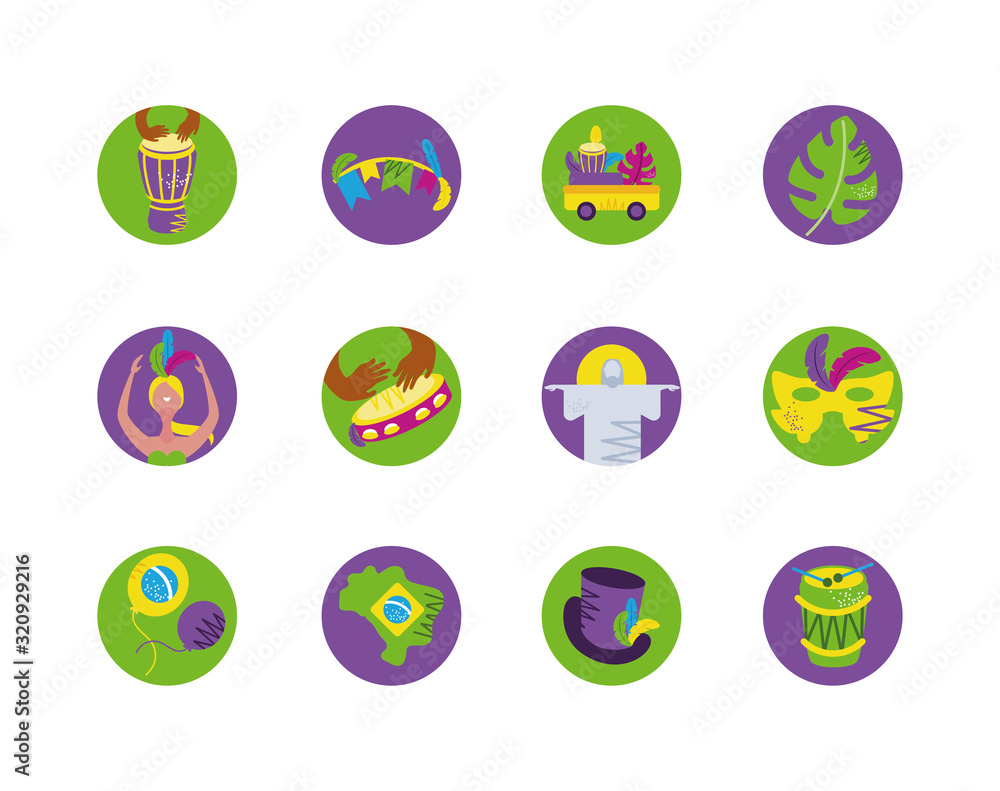 Isolated brazilian carnival icon set vector design Isolated brazilian carnival icon set vector design