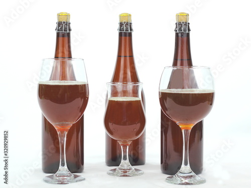 Lambic beer bottles, with Musslets photo
