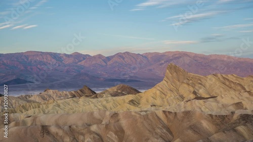 Zabriskie Point at Sunrise. Death Valley National Park. California, USA. Time Lapse