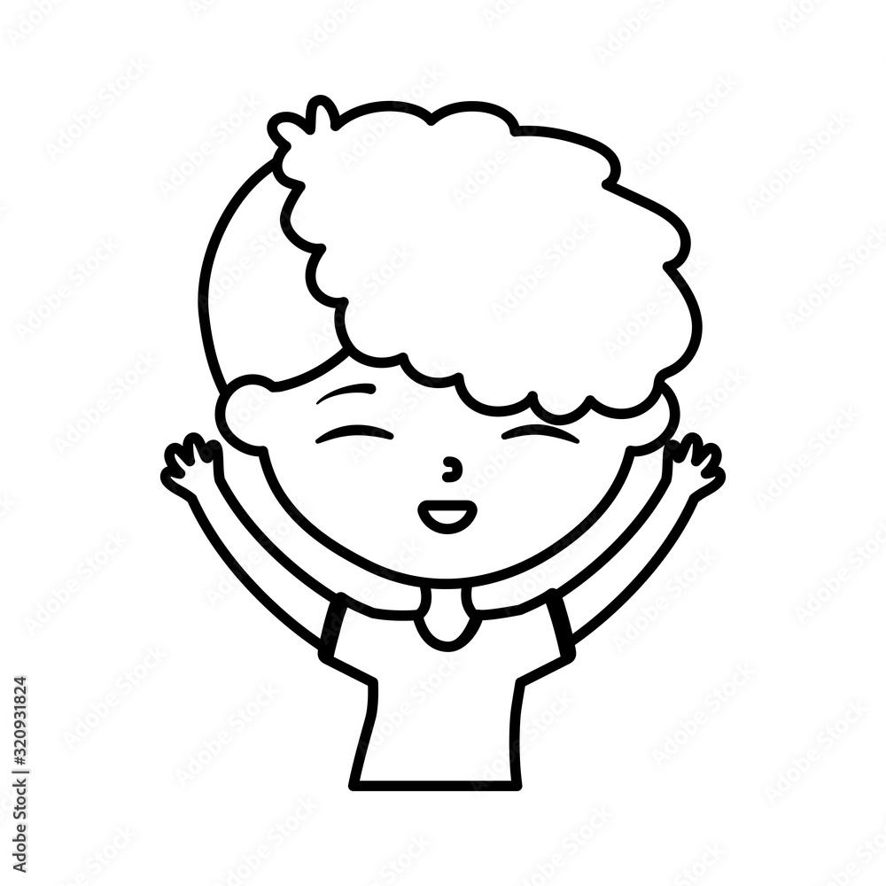happy childrens day, cute boy with hands up celebrating cartoon thick line happy childrens day, cute boy with hands up celebrating cartoon thick line
