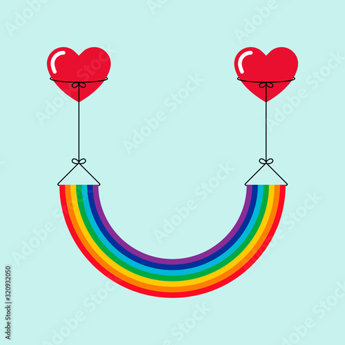 Happy valentine’s day background with LGBT concept decorative with red heart and rainbow
