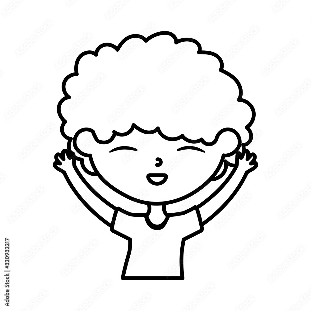 happy childrens day, cute boy with hands up celebrating cartoon thick line happy childrens day, cute boy with hands up celebrating cartoon thick line