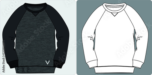 sweatshirt design template, fashion technical sketch