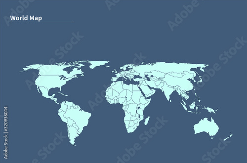 Fototapeta Naklejka Na Ścianę i Meble -  map, world, earth, globe, blue, asia, global, europe, planet, america, travel, illustration, geography, continent, business, atlas, world map, australia, abstract, white, 3d, usa, design, countries, c