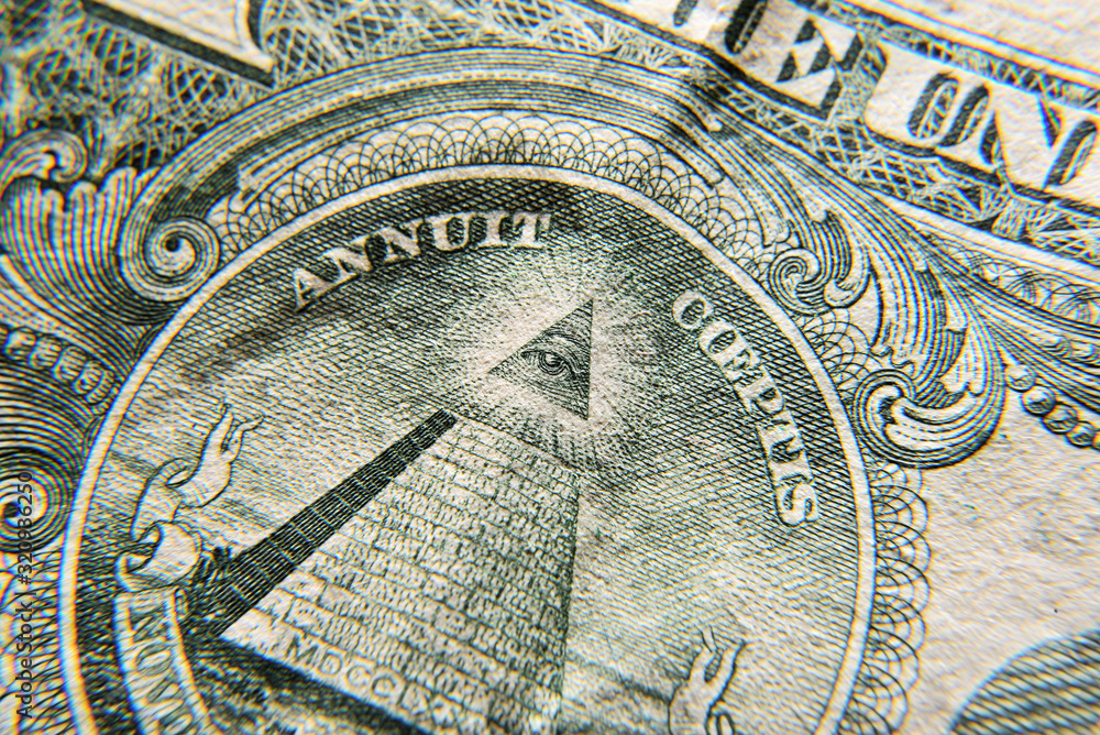 Dolar USA close up. Macro texture of a fragment of the dollar bill. USD banknote texture. One hundred American dollars macro.