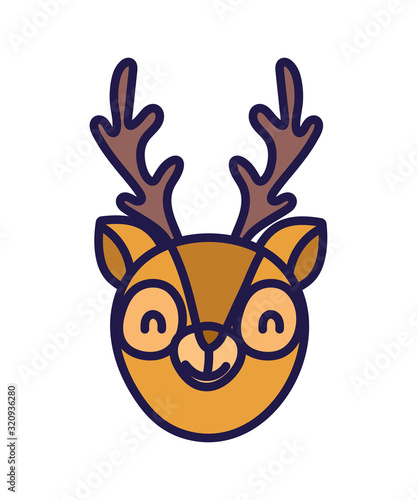 cute deer face cartoon character on white background