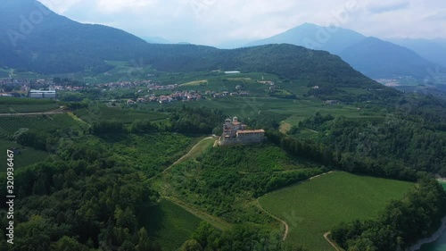 Castel Cles1Castel Cles, Italy. Aerial view of an old castle in Italy, Lake Santa Giustina	