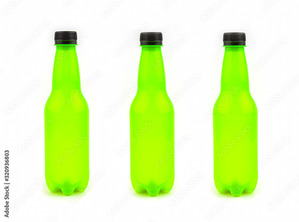 Small green drink bottle on white background Small green drink bottle on white background