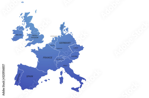 europe countries map. map of the world by region. graphic design world map. 