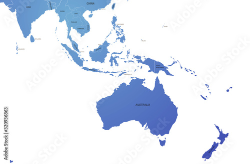 oceania map. australia, new zealand map. map of the world by region. graphic design world map. 