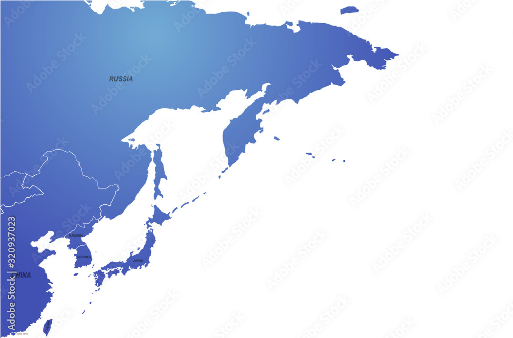 north east asia countries map. map of the world by region. graphic