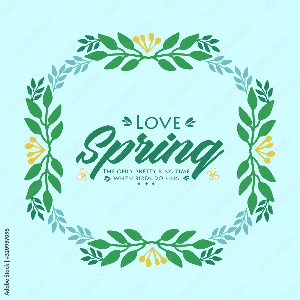 Modern shape of leaf and flower frame, for Love spring greeting card wallpaper design. Vector