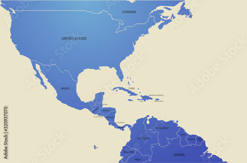 central america countries map. map of the world by region. graphic design Caribbean countries map. 