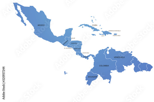 central america map of the world by region. graphic design world map. 