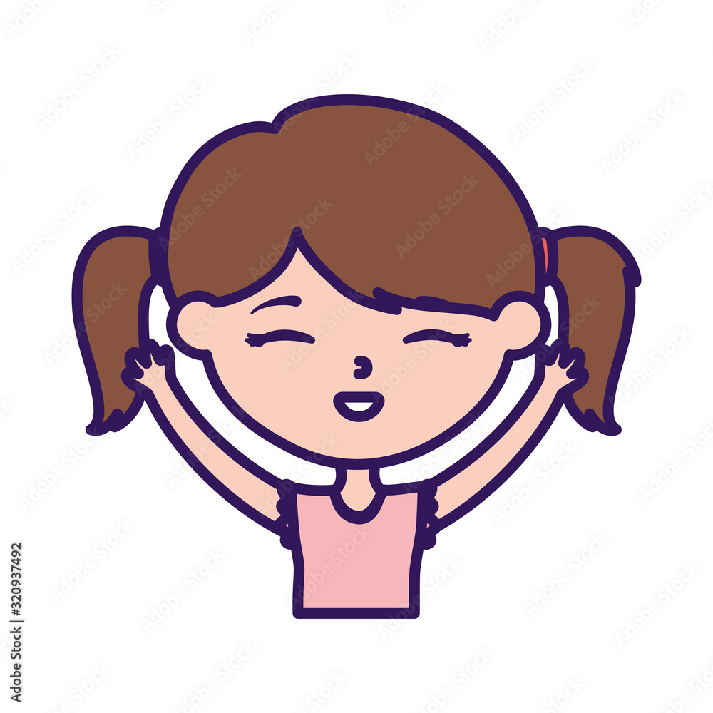 happy childrens day, cute girl hands up celebrating cartoon character happy childrens day, cute girl hands up celebrating cartoon character