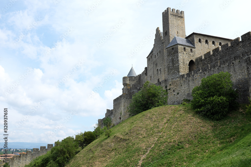 Carcassonne, France - April 27: Capture photo of the castle on April 27, 2017 in Carcassonne, France.