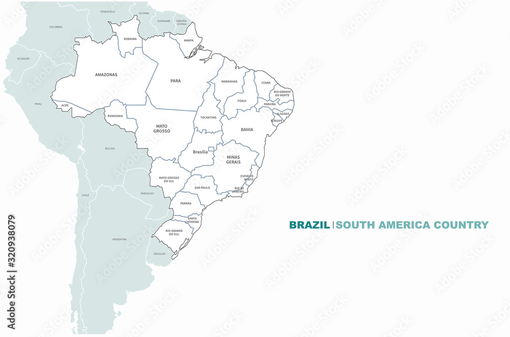 map of south america. brazil map.