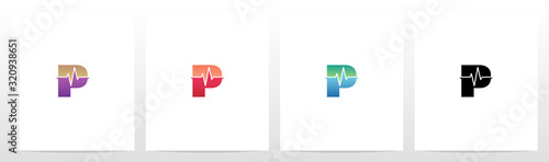 Pulse Line On Letter Logo Design P
