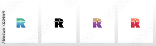 Pulse Line On Letter Logo Design R