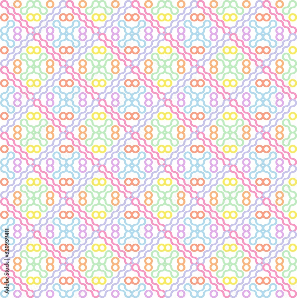 The Amazing of Colorful Circle Pink, Purple, Orange, Yellow, Blue and Green , Abstract, Repeat, Illustrator Pattern Wallpaper 