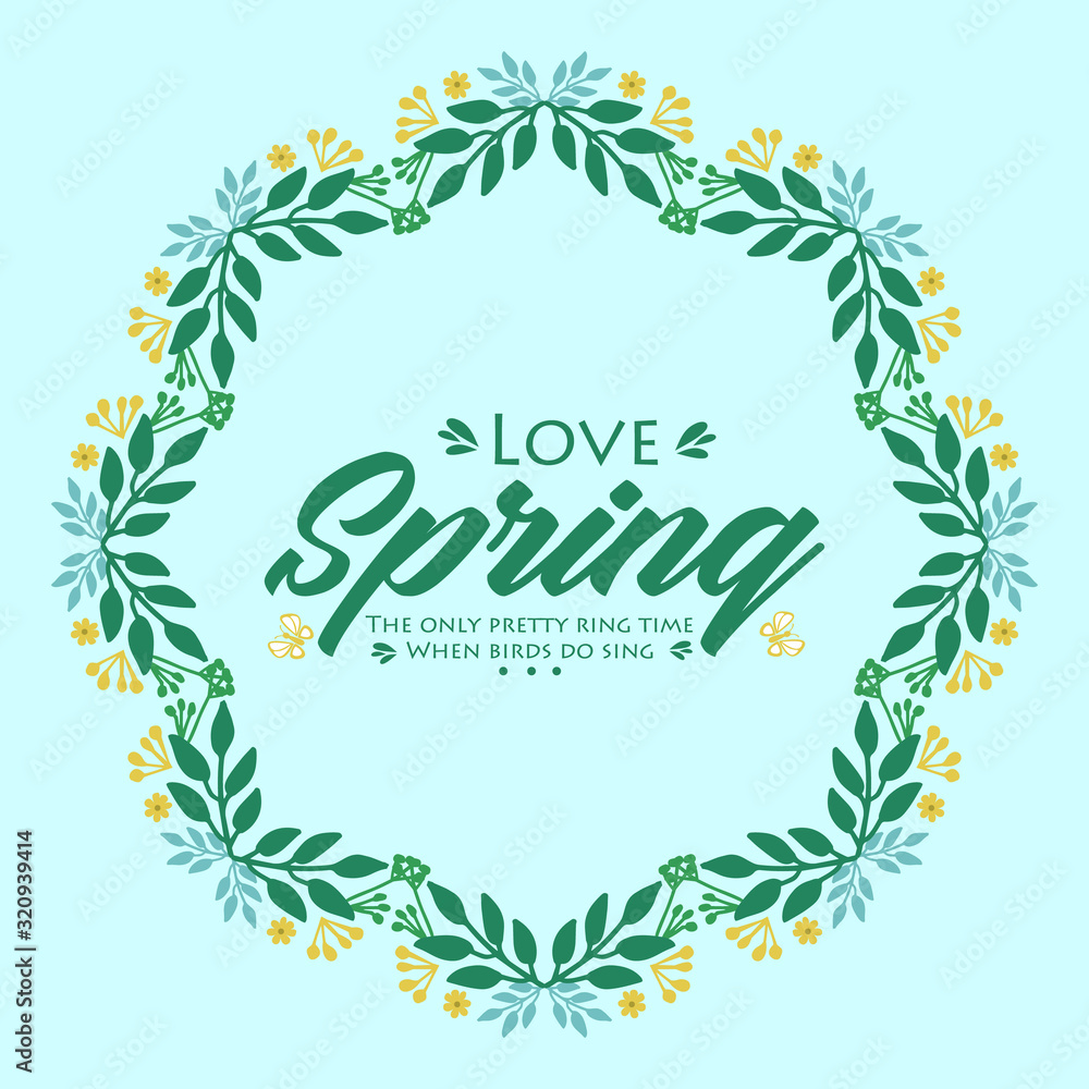 Obraz premium Decorative frame with elegant leaves and flower, for love spring invitation card design. Vector