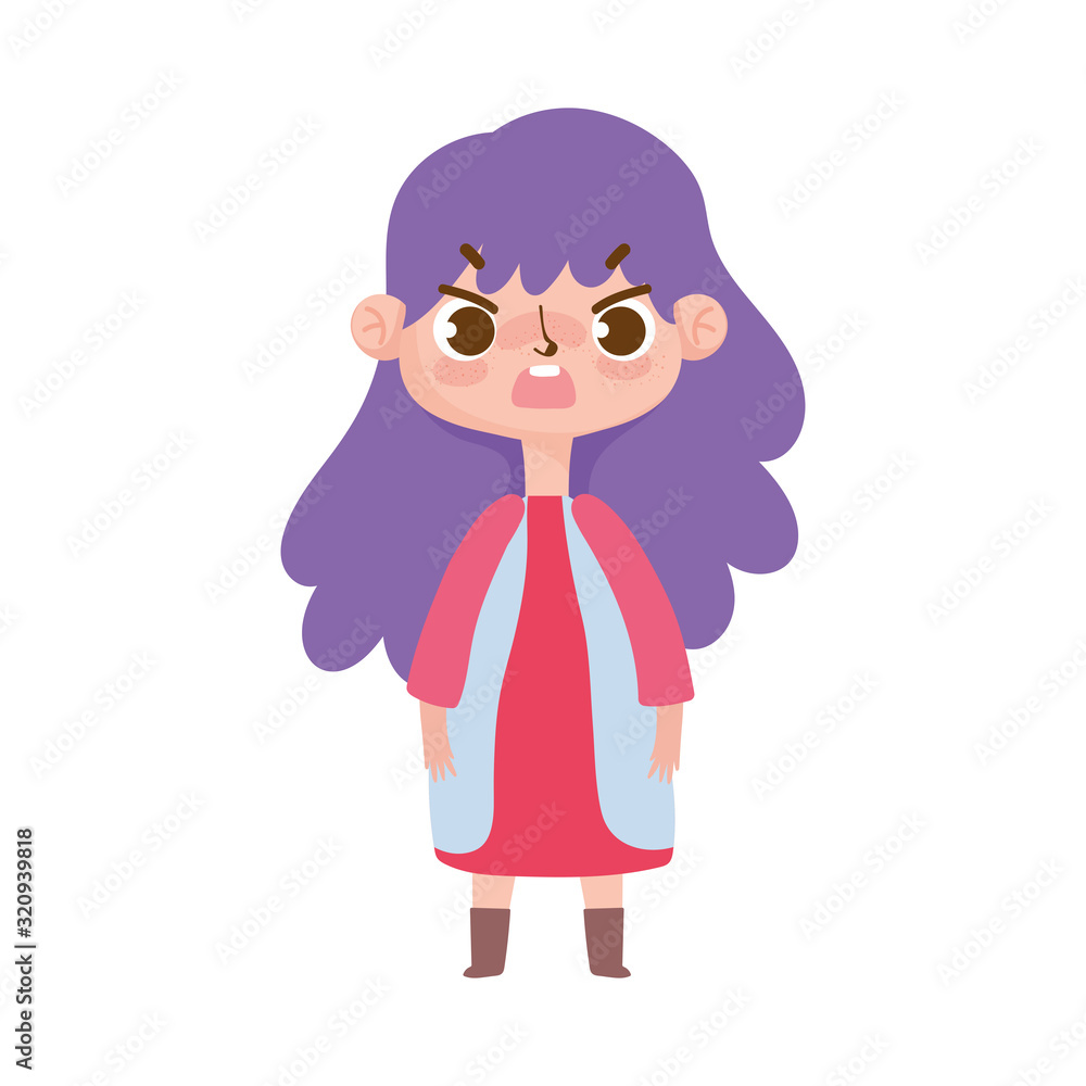 little girl with purple hair and gesture facial little girl with purple hair and gesture facial
