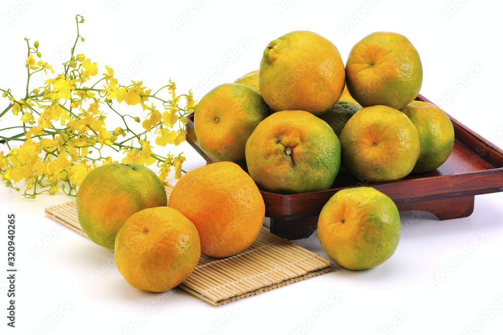 Orange with plates and decoration Orange with plates and decoration