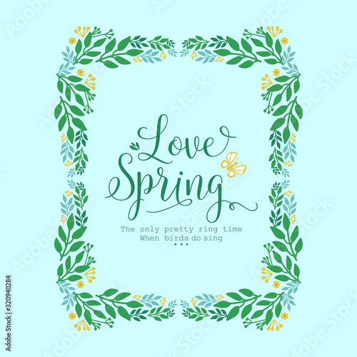 Seamless Decor of leaf and floral frame, for modern love spring card design. Vector
