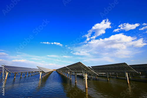 Solar panels on the water