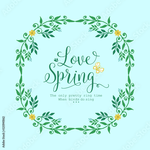 Template design for love spring card, with elegant leaf and floral frame decoration. Vector © StockFloral