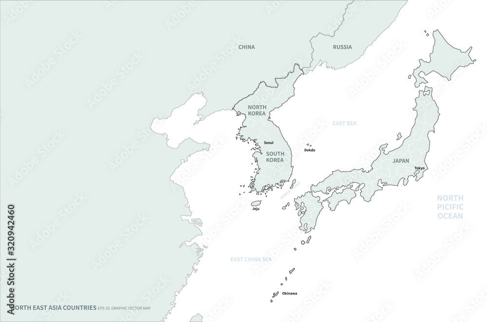 map of korea, dokdo map. vector of korea map.