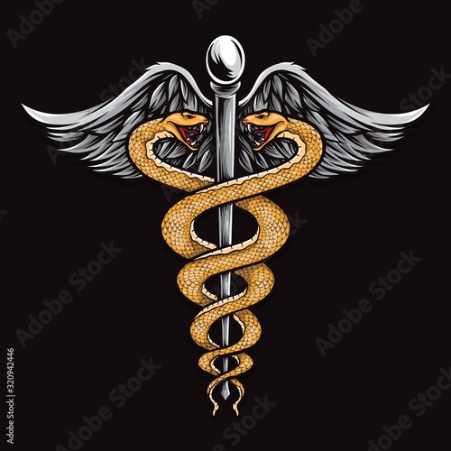 snake medical symbol vector logo