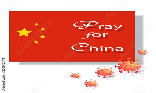 Pray for China Sign and Illustration