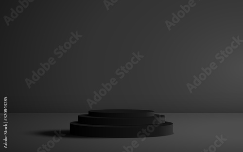 black podium with sunlight in the studio room