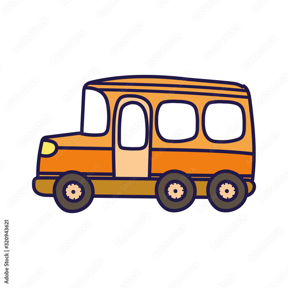 transport school bus cartoon on white background