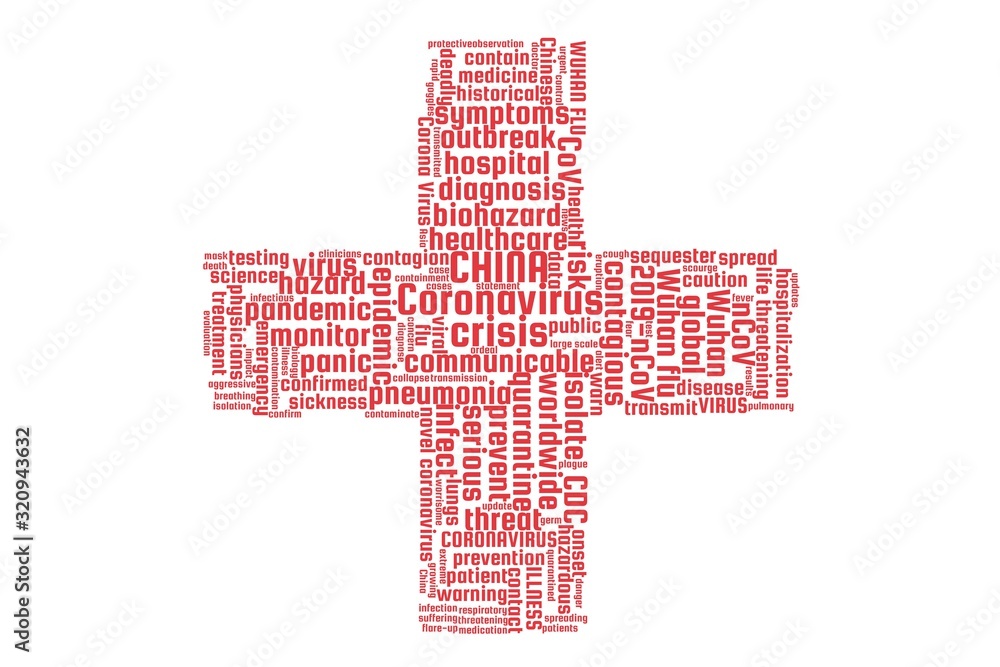 Fototapeta premium Coronavirus Word Cloud Illustration, Tag Cloud 2019-nCoV