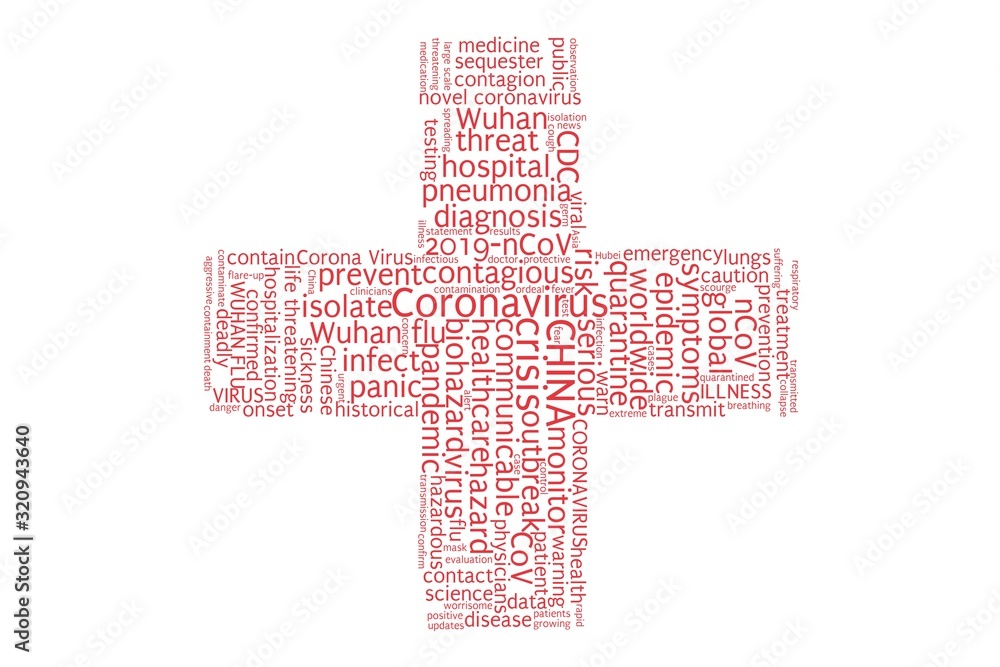Fototapeta premium Coronavirus Word Cloud Illustration, Tag Cloud 2019-nCoV