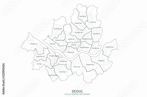 seoul map. han river graphic design. han gang map. 