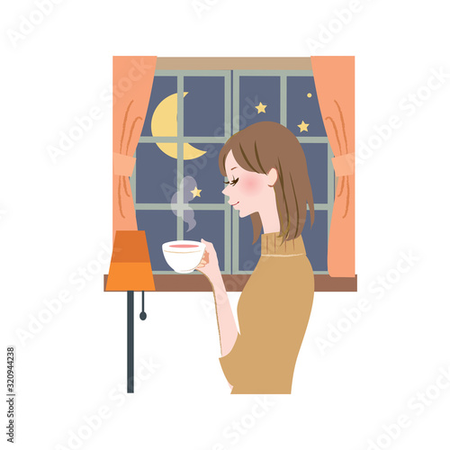 Relaxing Woman Vector Illustration　リラックスする女性　ベクターイラスト