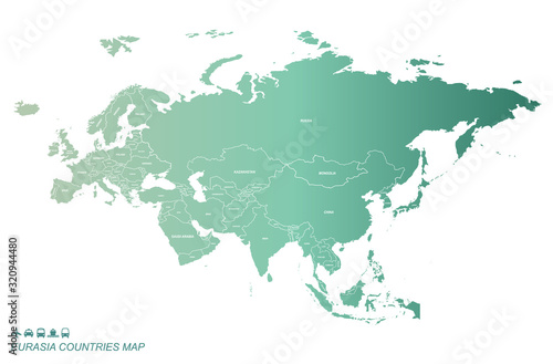 Fototapeta Naklejka Na Ścianę i Meble -  eurasia country region. asia countries map. asia map.