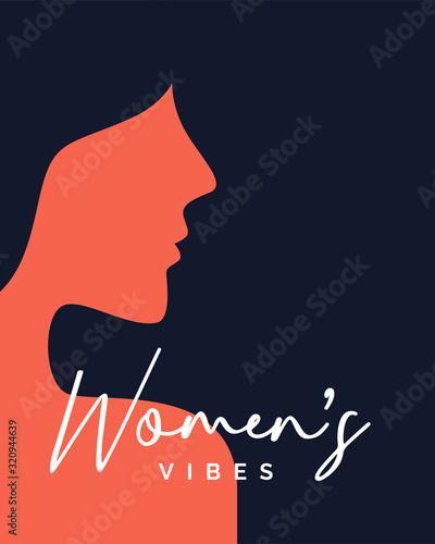 International Women's Day poster background template design with signature font and beautiful girl silhouette vector illustration