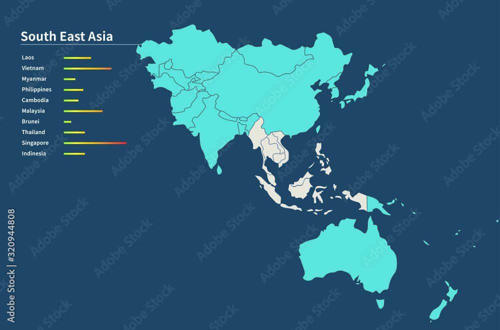 Obraz premium asia countries map. asia map.
