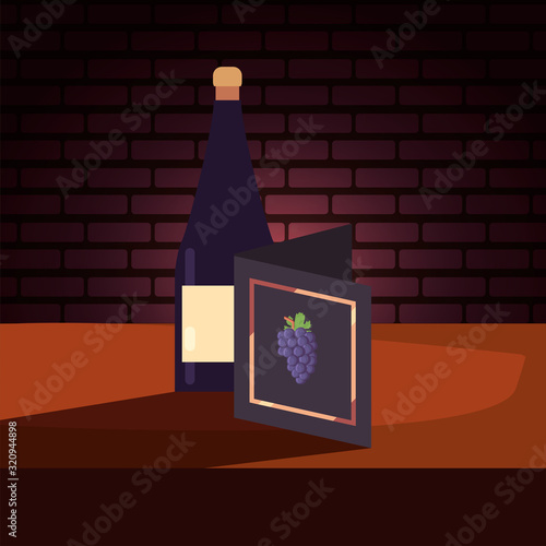 Wine bottle and menu vector design
