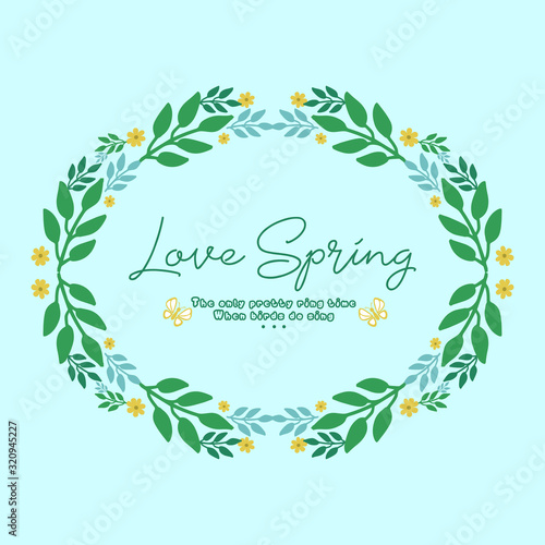 Unique pattern of leaf and flower frame, for antique love spring greeting card wallpaper decor. Vector
