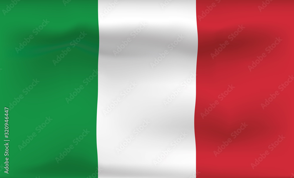 Italy Flag Icon and Logo. World National Isolated Flag Banner and Template. Realistic, 3D Vector illustration Art with Wave Effect