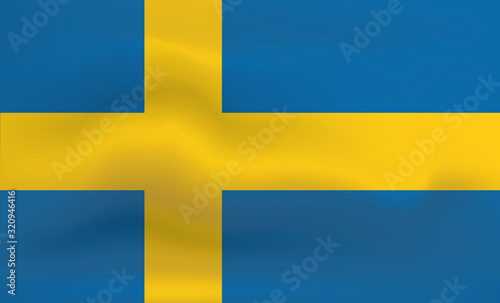 Sweden Flag Icon and Logo. World National Isolated Flag Banner and Template. Realistic, 3D Vector illustration Art with Wave Effect
